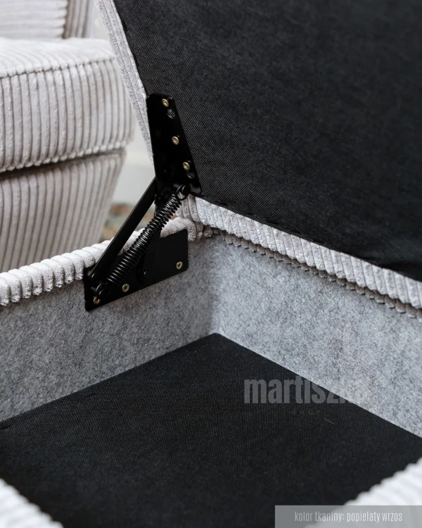 Schowek w podnóżku popielaty sztruks